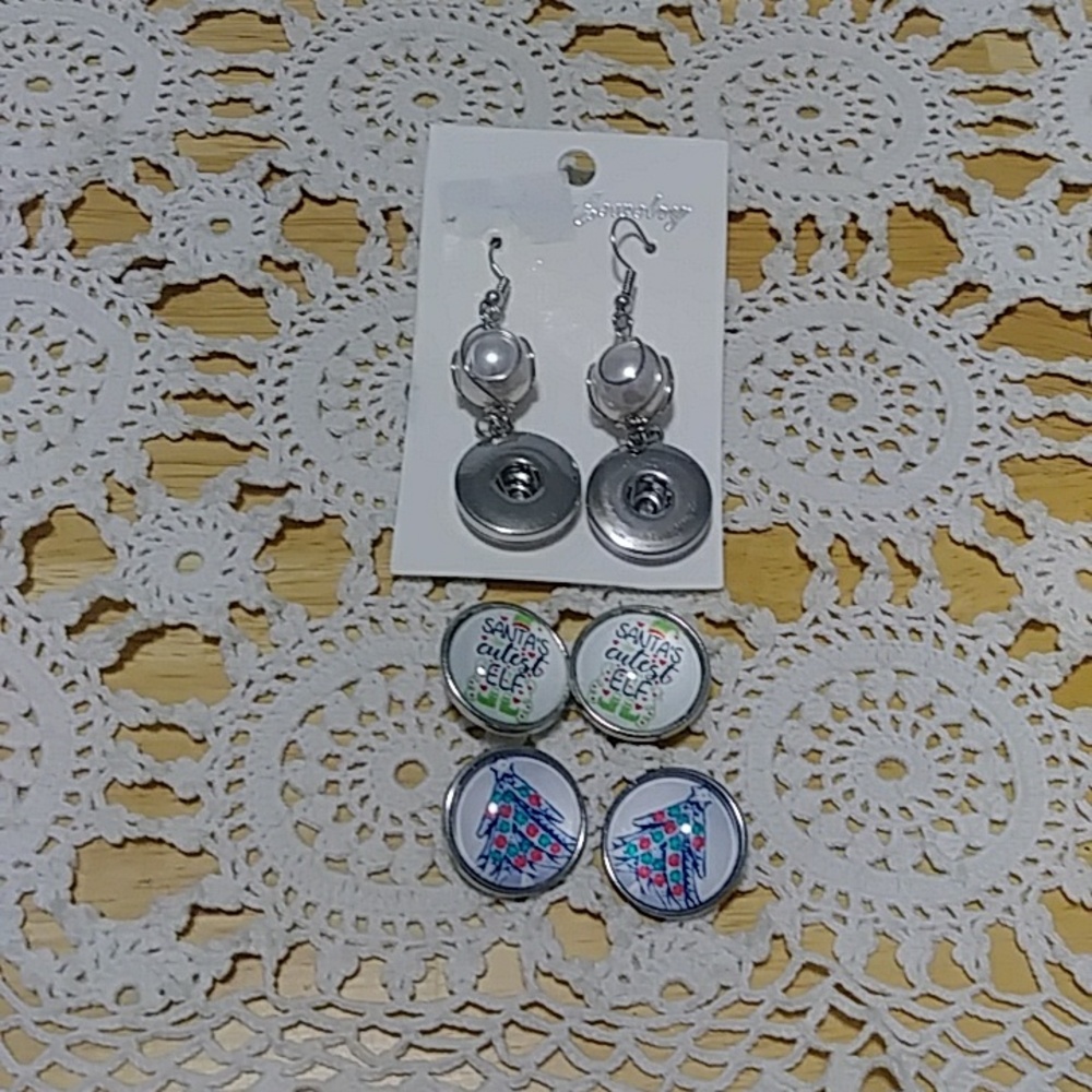 Christmas Snap Buttons earrings standard size with Snap Chunks